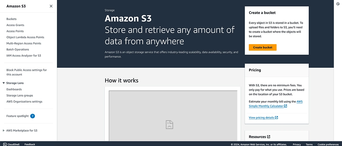 Go to the Amazon S3 Console