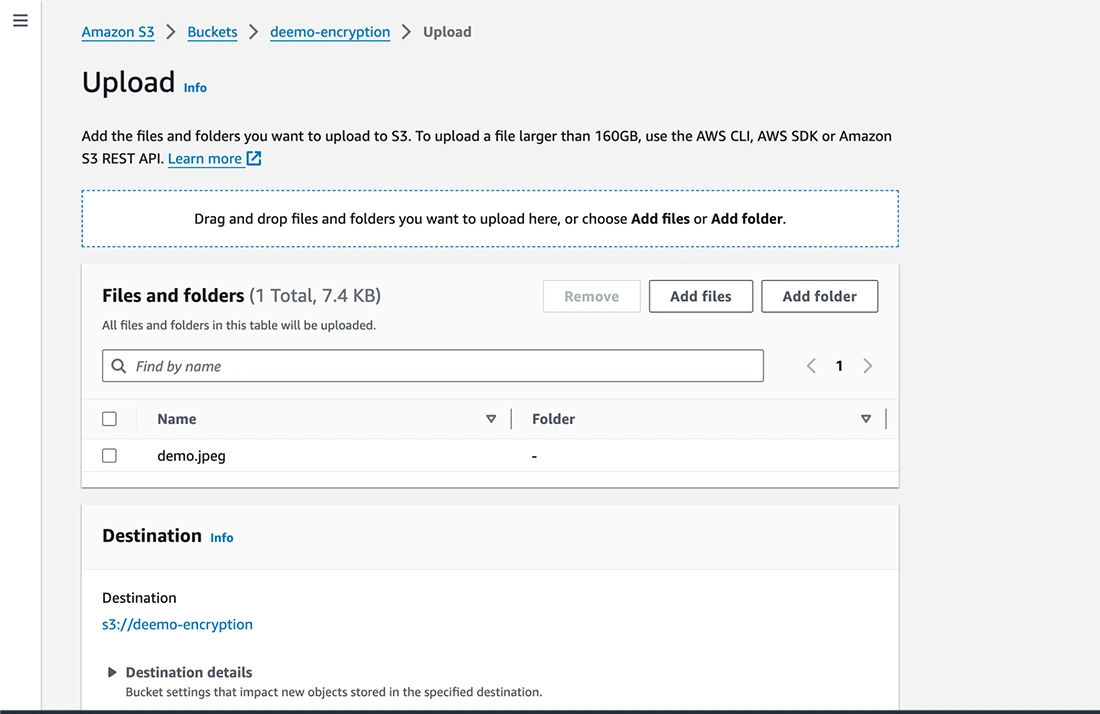 Upload a test file